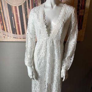 Deep Vneck Cottagecore Dress with Slip